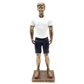 Estatueta Profissão Personal Trainer Escultura Resina 26cm