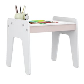 Mesinha Infantil Montessori com Antialérgico Movelbras Mimo Branco Rosa