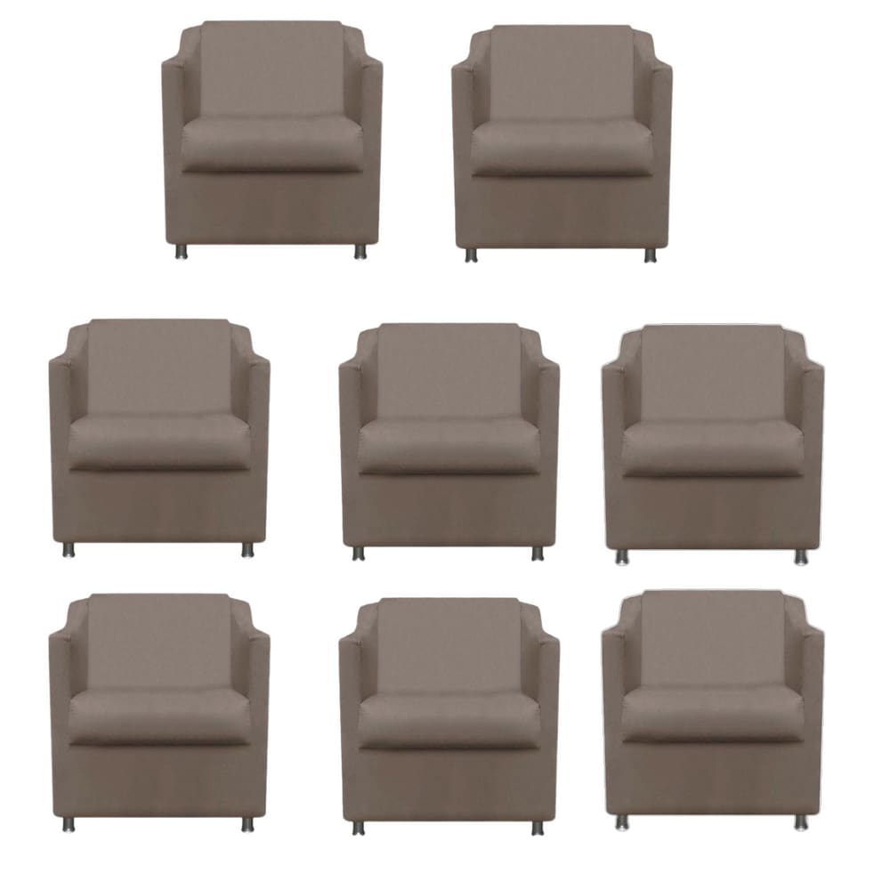Kit 8 Poltronas Bia Decorativa Reforçada Recepção Clinica Salão Sala De Estar Suede