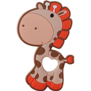 Mordedor Girafa Funny Para Bebê De Silicone 7,03x6,55x0,83cm Marrom