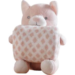 Bichinho De Pelúcia Fazenda New Com Manta Bebê 100x75cm Gatinho
