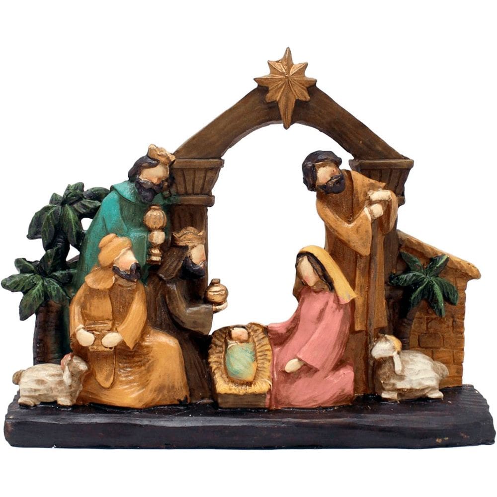 Presépio Estatueta Nascimento Menino Jesus Natal De 17x22cm