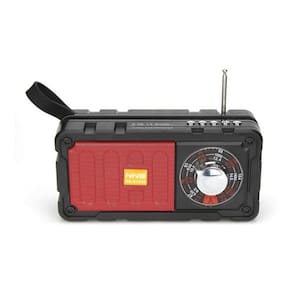 Caixa de Som Rádio Solar Recarregável USB Lanterna Vermelho