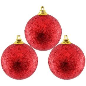 Kit 48 Bolas Enfeite Árvore Natal Vermelha Glitter 4,8cm