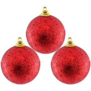 Kit 36 Bolas Enfeite Árvore Natal Vermelha Glitter 4,8cm