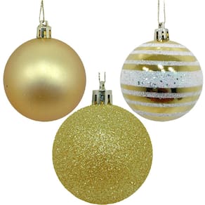 Kit 27 Bolas Enfeite Natalino Árvore De Natal Gliter Dourada