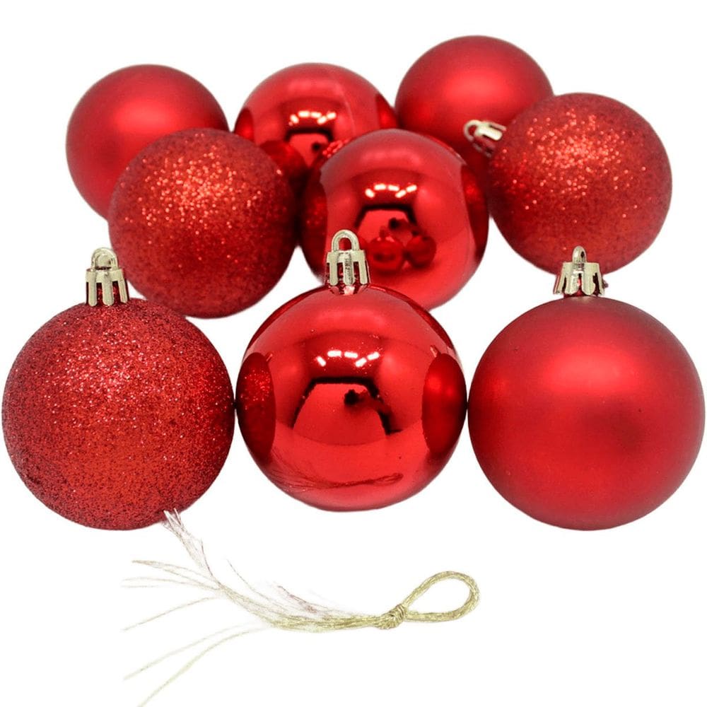 Kit 36 Bolas Vermelha Árvore Natal Fosca Lisa Gliter De 60mm
