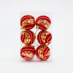 Kit 12Un Enfeite Bolas Vermelha Decorativa Arvore Natal 60mm