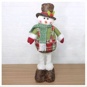 Boneco Natal Boneco De Neve Tecido Xadrez Perna Ajustável 45cm
