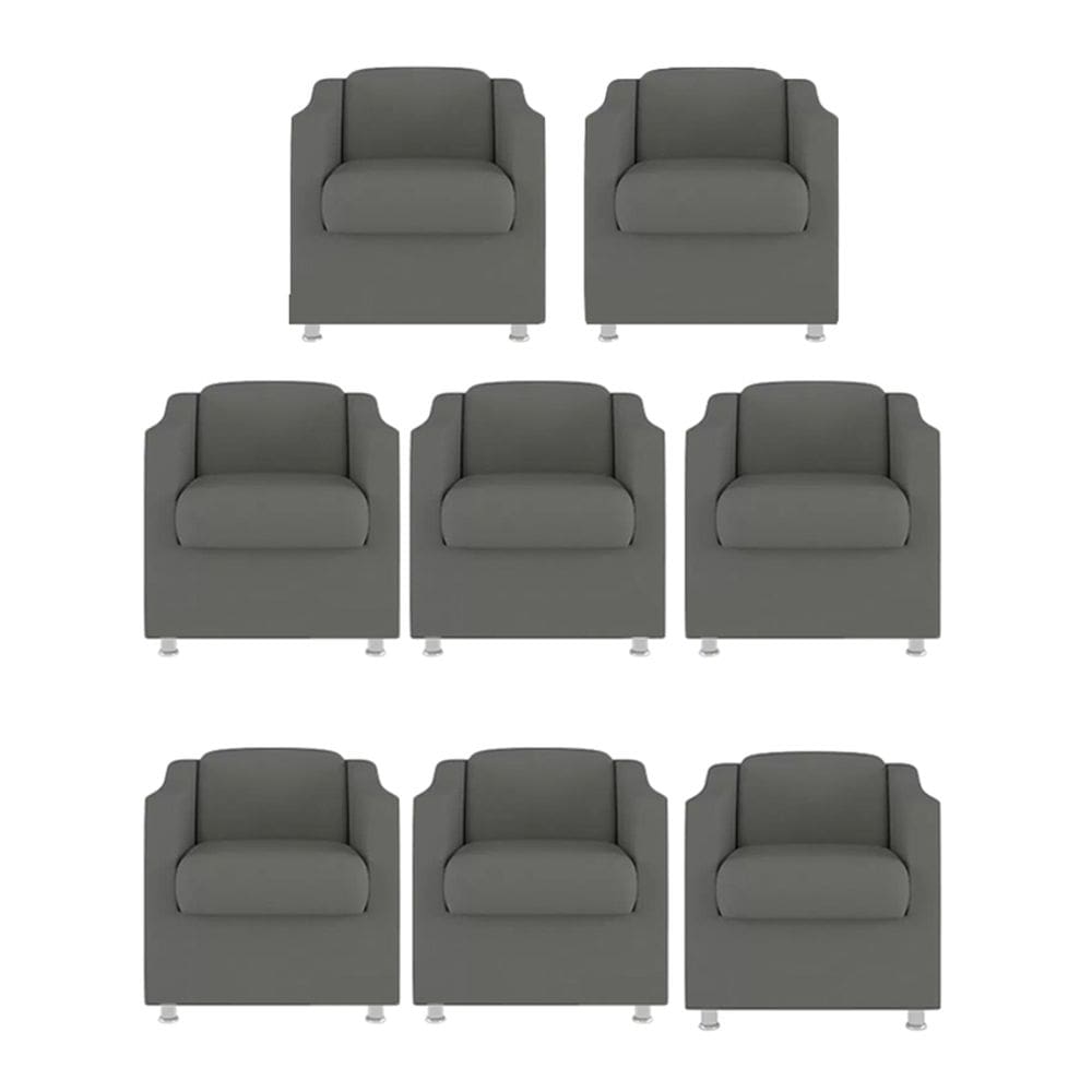 Kit 8 Poltronas Bia Decorativa Reforçada Recepção Clinica Salão Sala De Estar Suede