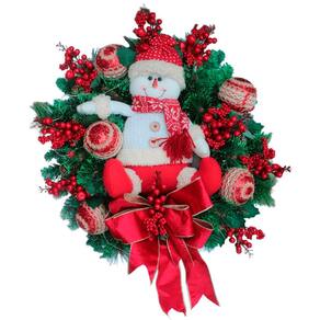 Guirlanda Natalina Boneco De Neve Decoração Luzes Leds 60cm
