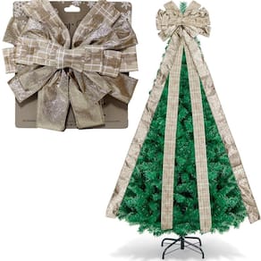 Laço Decorativo Bege Enfeite Árvore Natal Ponteira De 140cm