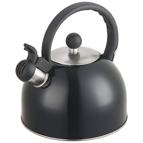 Chaleira de Chá 2L com Apito, Aço Inoxidável e Cabo Ergonômico, DFL INC., Preto