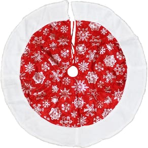 Saia De Árvore Natal Temática Flocos De Neve Natalino 90cm