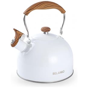 Chaleira de Chá 2. em Aço Inoxidável com Apito, Branca, BELANKO BE 2.5L GW, Branco