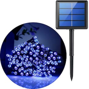 Pisca Pisca Cordão Solar Natal 100 Lâmpadas LEDs Azul De 10M