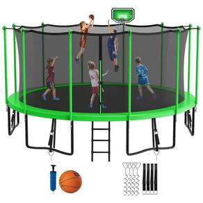 Cama Elastica Capacidade até 700 kg com Cesta de Basquete, Jump Into Fun, Verde