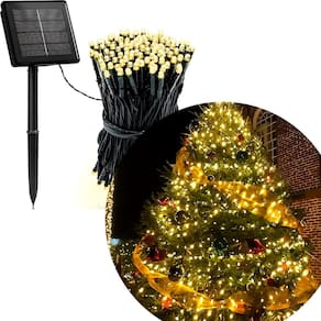 Pisca Fio Luzes LEDs Solar Amarelo 500 Lâmpadas Natal De 50m