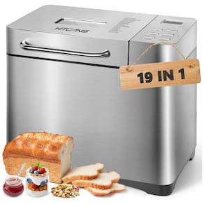 Panificadora 19 em 1 em Aço Inoxidável com Dispensador Automático, Panela de Cerâmica Antiaderente e Painel Digital LCD, 720W, Kitcanis,