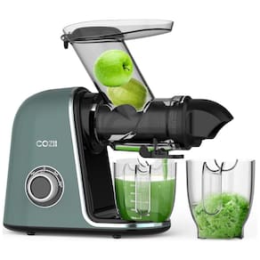 Extrator de Sucos COZII Cold Press, Máquina de Sucos Lenta com Bocal Largo de 9cm, Motor Silencioso - Eficiência Superior.