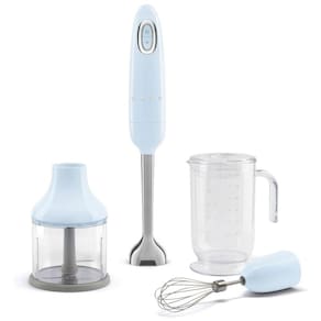 Liquidificador Portátil SMEG com Acessórios: Copo Medidor, Tigela Picadora, Batedor, 5 Velocidades, Lâminas Inox - Prático e Eficiente