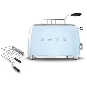 Combo Torradeira SMEG 2 Fatias com Suporte para Sanduíches, Azul Pastel