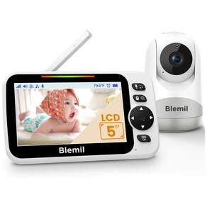 Babá Eletrônica com Bateria de 30 horas, Tela Dividida de 12,7 cm para Monitoramento de Vídeo com Câmera e Áudio, Câmera com Rotação e Zoom