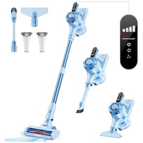 Aspirador de Pó Sem Fio Trucozie T350: Leve, Potente e Multifuncional, com 45min de Autonomia e Filtro de 5 Estágios - Azul