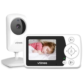 Babá Eletrônica com Câmera e Áudio, Visão Noturna, Tela LCD de 2,4", Sensor de Temperatura, 1000ft - Ideal para Bebês, Idosos e