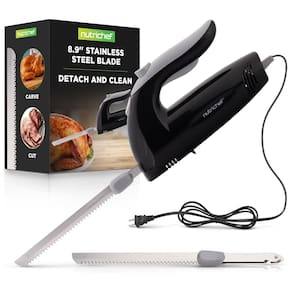 Faca Elétrica NutriChef Premium - Lâminas Serrilhadas, Design Ergonômico, Fácil de Limpar - Ideal para Carnes, Queijos - Preto PKELKN8