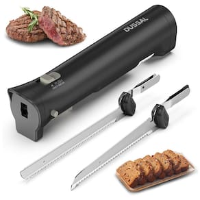 Faca Elétrica Sem Fio D DUSSAL, para Pães com 4 Lâminas de Aço Inox, Trava de Segurança, Botões de Liberação, Liga/Desliga - 30cm
