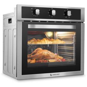 Forno Elétrico de Parede 60 Centímetros, AMZCHEF, 2200W, 6 Modos de Cozimento, 70 Litros, Convecção com Controle
