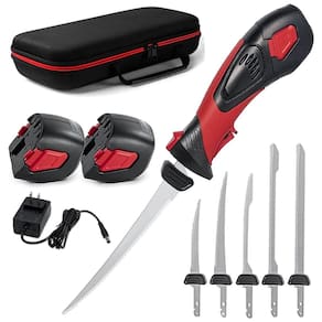 Faca Elétrica Sem Fio 5 lâminas Revestidas com TiNitride, Cabo Ergonômico Antideslizante, Ventilação para Refrigeração, Bolsa