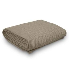 Manta Decorativa Para Sofá Tricot Golden 1,60m X 2,20m 100% Algodão Amêndoa