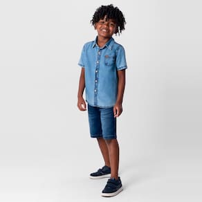 Camisa jeans infantil menino Brandili
