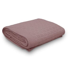 Manta Decorativa Para Sofá Tricot Golden 1,60m X 2,20m 100% Algodão Rosa Místico