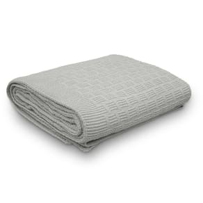 Manta Decorativa Para Sofá Tricot Golden 1,60m X 2,20m 100% Algodão Prata