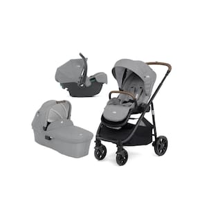 Carrinho Versatrax Trio Joie c/ Bebê Conforto e Moisés Cinza