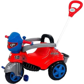 Triciclo Infantil Spider C/ Haste Guia Pedal Encosto Menino