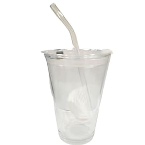 Copo 450 ml com Tampa e Canudo Vidro N244505-9 - Quanhe