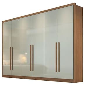 Guarda Roupa Casal Livorno 6 Portas 4 Gavetas Cumaru 25 Fendi com Nicho - Novo Horizonte