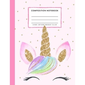 Caderno de composição Genérica Cute Rainbow Unicorn 110 páginas