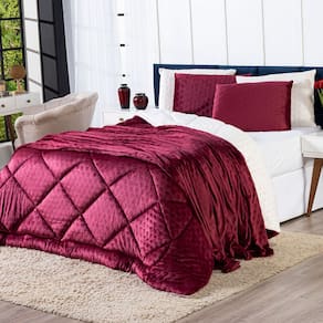 Kit Coberdrom Encanto Manta Dupla Face SOLTEIRO com Fronha 02 Peças - Mantinha Plush Fleece Corações em Alto Relevo