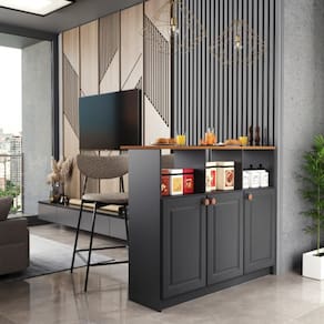 Bancada Gourmet 120cm 3 Portas Com Nichos Hera Fidelitá Preto