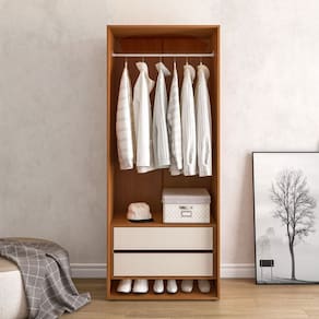 Closet Solteiro Luna 2 Gavetas Freijó/Creme - Politorno