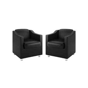 Kit 2 Poltronas Bia Decorativa Reforçada Recepção Clinica Salão Sala De Estar Courino