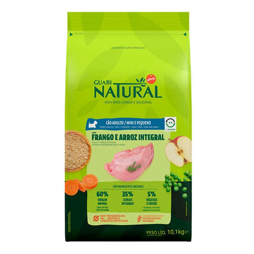 Ração Guabi Natural Cães Adultos Mini e Pequeno Frango e Arroz Integral 10,1kg