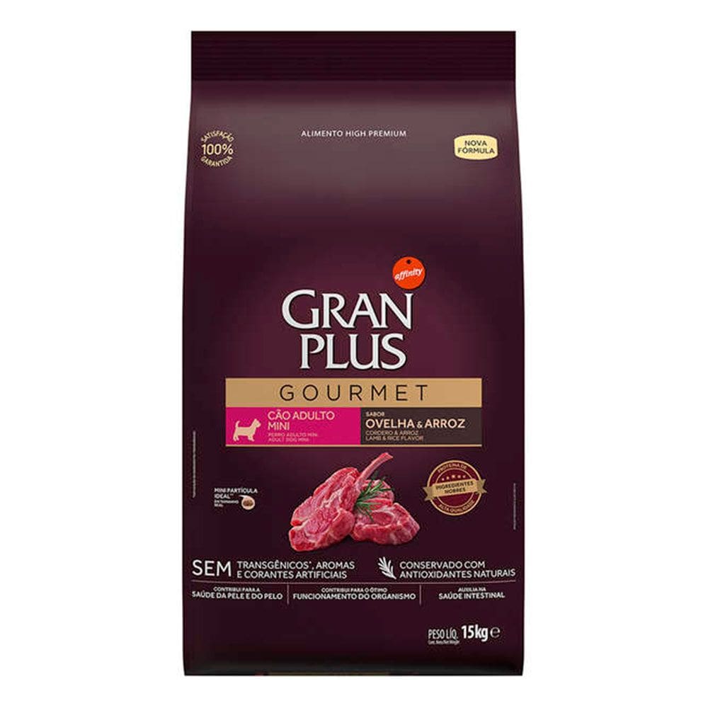 Ração Gran Plus Gourmet Cães Adulto Porte Mini Ovelha e Arroz 15kg