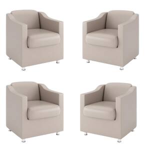 Kit 4 Poltronas Bia Decorativa Reforçada Recepção Clinica Salão Sala De Estar Courino