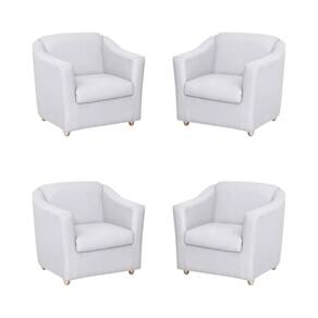 Kit 4 Poltronas Bia Decorativa Reforçada Recepção Clinica Salão Sala De Estar Courino